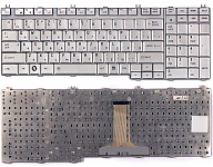 Клавиатура для ноутбука Toshiba Satellite P205, P205-S, X205, X205-S серебряная, потертости на задне