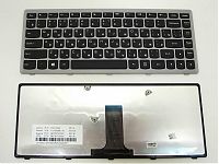 Клавиатура для ноутбука Lenovo IdeaPad G400S черная, рамка серебряная