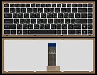 Клавиатура для ноутбука Asus Eee PC 1201, UL20 черная, рамка серебряная