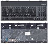 Клавиатура для ноутбука Asus G55, G55V, G55VW, G57, G57V, G57VW черная, рамка серая, с подсветкой